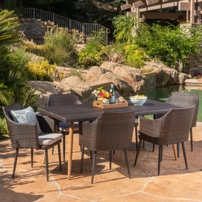 Outdoor 7Pc Multibrown Wicker Dining Set w/ Water Resistant Cushions - NH070103 outdoor lounge chair, patio sofa