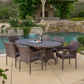 Outdoor 7pc Multibrown Wicker Round Dining Set - NH528592 outdoor lounge chair, patio sofa