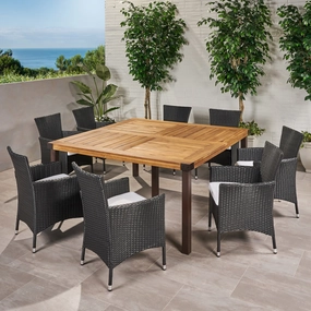 Outdoor 8 Seater Acacia Wood and Wicker Dining Set with Cushions - NH590013 outdoor lounge chair, patio sofa