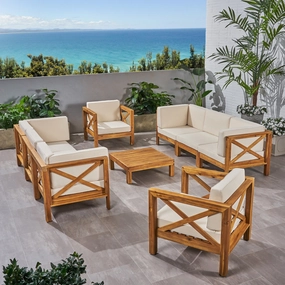 Outdoor 8 Seater Acacia Wood Sofa and Club Chair Set - NH024803 outdoor furniture, garden bench