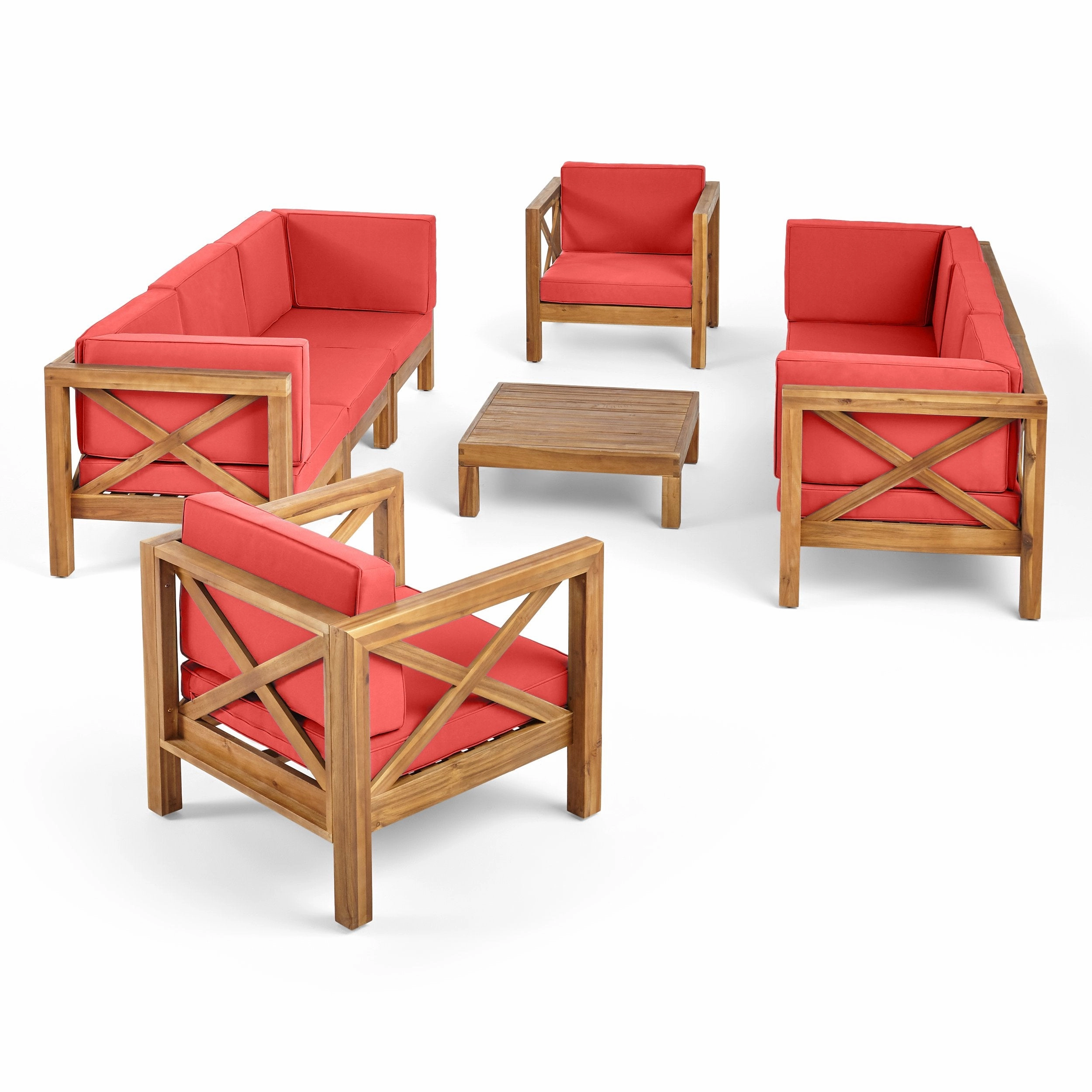 Outdoor 8 Seater Acacia Wood Sofa and Club Chair Set - NH024803