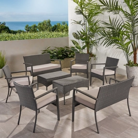 Outdoor 8 Seater Wicker Chat Set with Cushions - NH209903 outdoor furniture, garden bench