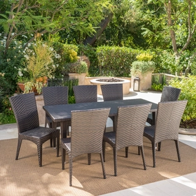 Outdoor 9 Piece Multi-Brown Wicker Dining Set - NH335103 outdoor lounge chair, patio sofa