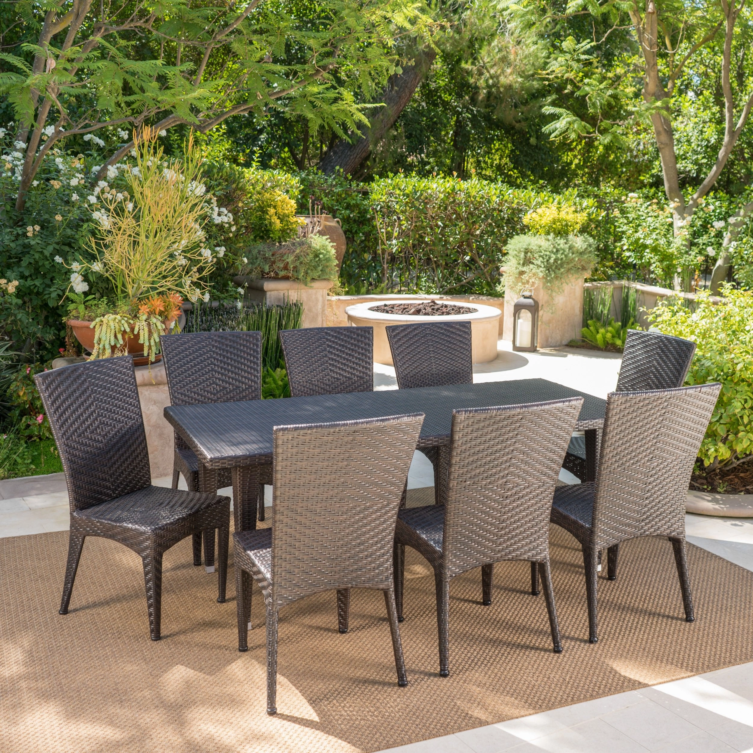 Outdoor 9 Piece Multi-Brown Wicker Dining Set - NH335103 outdoor lounge chair, patio sofa