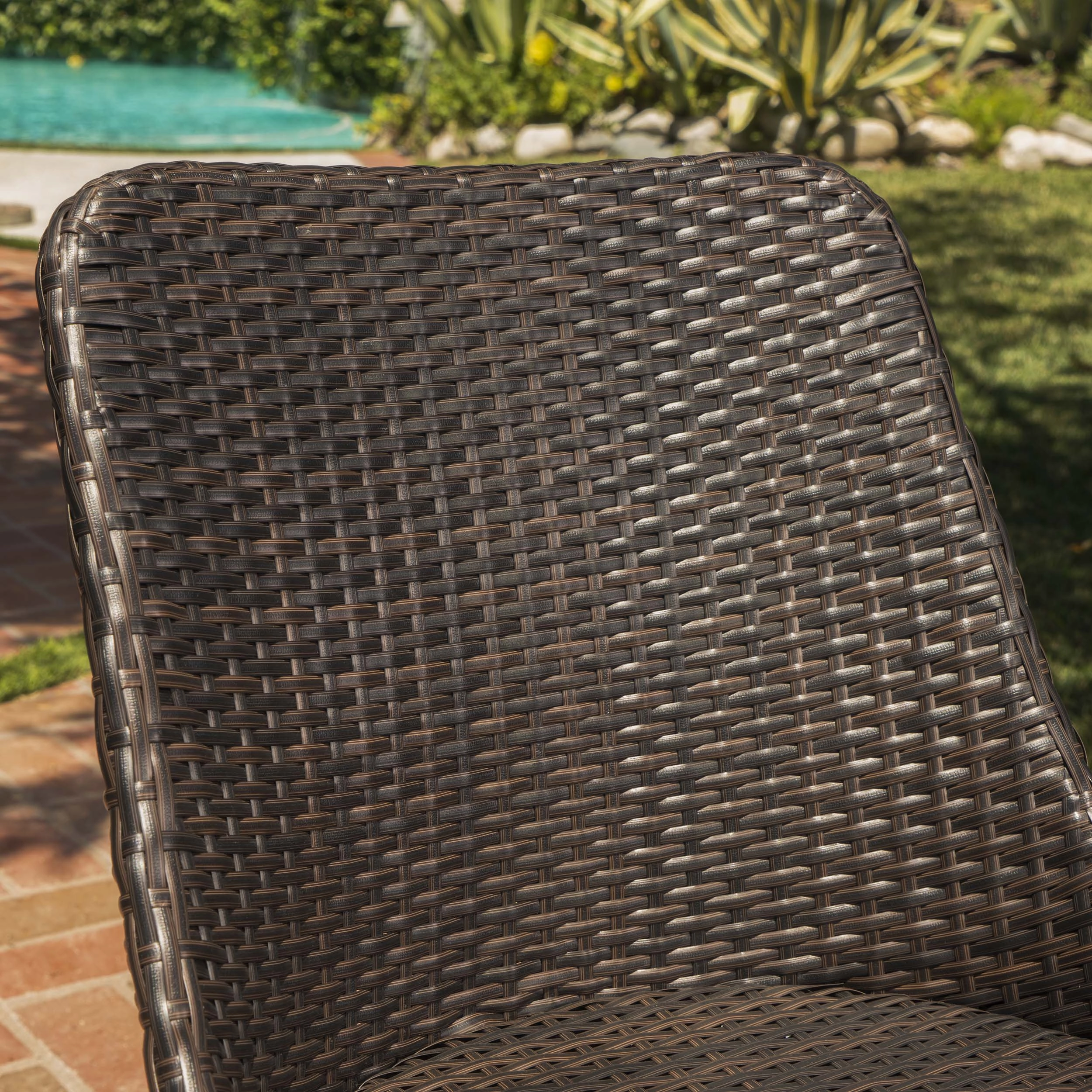 Outdoor 9 Piece Multi-brown Wicker Dining Set with Wood Finished Metal Leg - NH635103