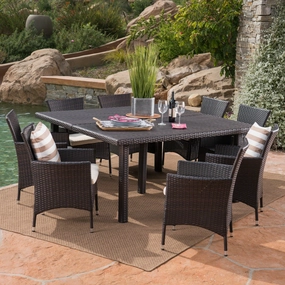 Outdoor 9 Piece Multi-brown Wicker Square Dining Set - NH329303 outdoor lounge chair, patio sofa