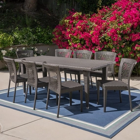 Outdoor 9 Piece Wicker Dining Set, Grey - NH515403 outdoor lounge chair, patio sofa