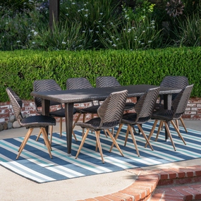 Outdoor 9 Piece Wicker Dining Set, Multibrown - NH047403 outdoor lounge chair, patio sofa