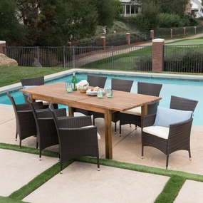 Outdoor 9 Piece Wicker Dining Set with Expandable Dining Table - NH775303 outdoor lounge chair, patio sofa