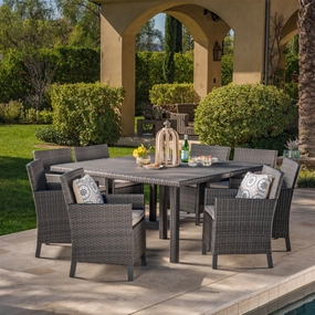 Outdoor 9 Piece Wicker Dining Set with Water Resistant Cushions - NH519303 outdoor lounge chair, patio sofa