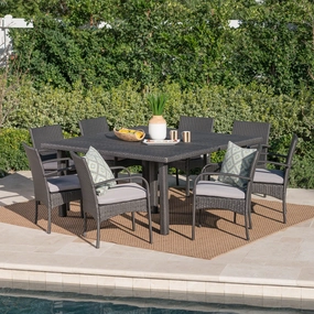 Outdoor 9 Piece Wicker Dining Set with Water Resistant Cushions - NH819303 outdoor lounge chair, patio sofa