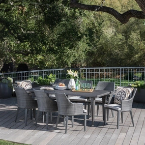 Outdoor 9 Piece Wicker Rectangular Dining Set with Water Resistant Cushions - NH764203 outdoor lounge chair, patio sofa