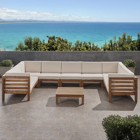 Outdoor 9 Seater Acacia Wood Sectional Sofa Set - NH484803 outdoor furniture, garden bench