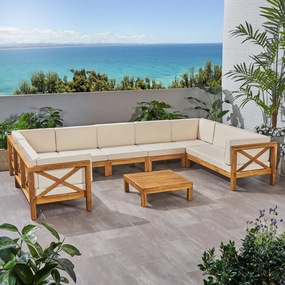 Outdoor 9 Seater Acacia Wood Sectional Sofa Set - NH534803 outdoor furniture, garden bench