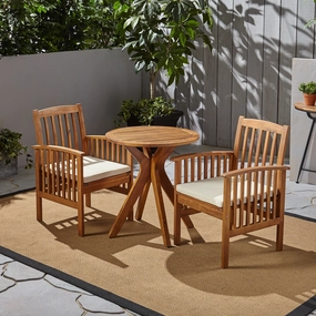 Outdoor Acacia 2-Seater Bistro Set with Cushions and 28" Round Table with X-Legs - NH512703 outdoor lounge chair, patio sofa