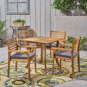 Outdoor Acacia 4-Seater Dining Set with Cushions and 32" Square Table with Carved Legs - NH932703 outdoor lounge chair, patio sofa