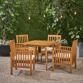 Outdoor Acacia 4-Seater Dining Set with Cushions and 36" Square Table with Straight Legs - NH612703 outdoor lounge chair, patio sofa