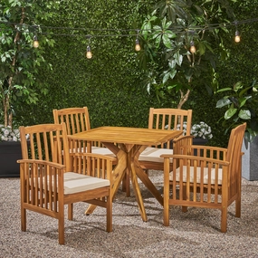 Outdoor Acacia 4-Seater Dining Set with Cushions and 36" Square Table with X-Legs - NH712703 outdoor lounge chair, patio sofa
