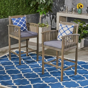 Outdoor Acacia Barstools, Gray Finish and Dark (Set of 2) - NH840603 outdoor furniture, garden bench