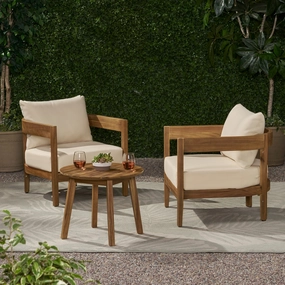 Outdoor Acacia Wood 2 Seater Chat Set with Cushions - NH893213 outdoor furniture, garden bench