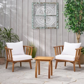 Outdoor Acacia Wood 2 Seater Club Chairs and Side Table Set - NH716903 outdoor furniture, garden bench