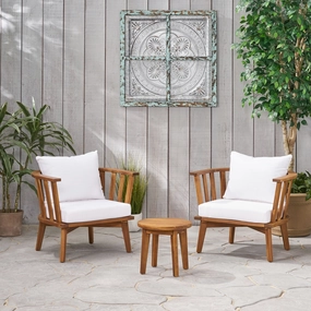 Outdoor Acacia Wood 2 Seater Club Chairs and Side Table Set - NH816903 outdoor furniture, garden bench