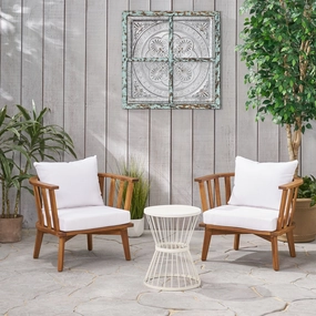 Outdoor Acacia Wood 2 Seater Club Chairs and Side Table Set - NH926903 outdoor furniture, garden bench