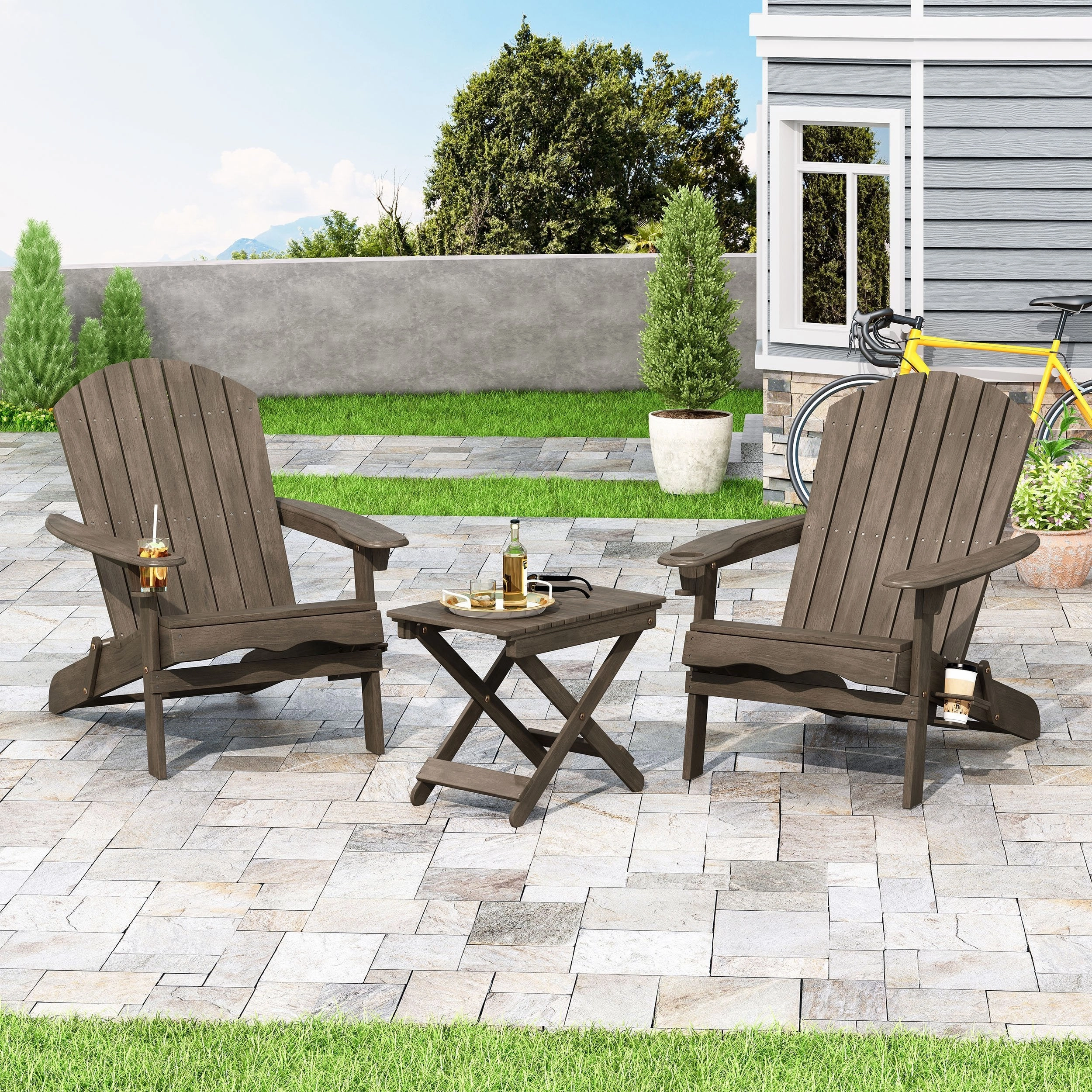 Outdoor Acacia Wood 2 Seater Folding Chat Set - NH358213