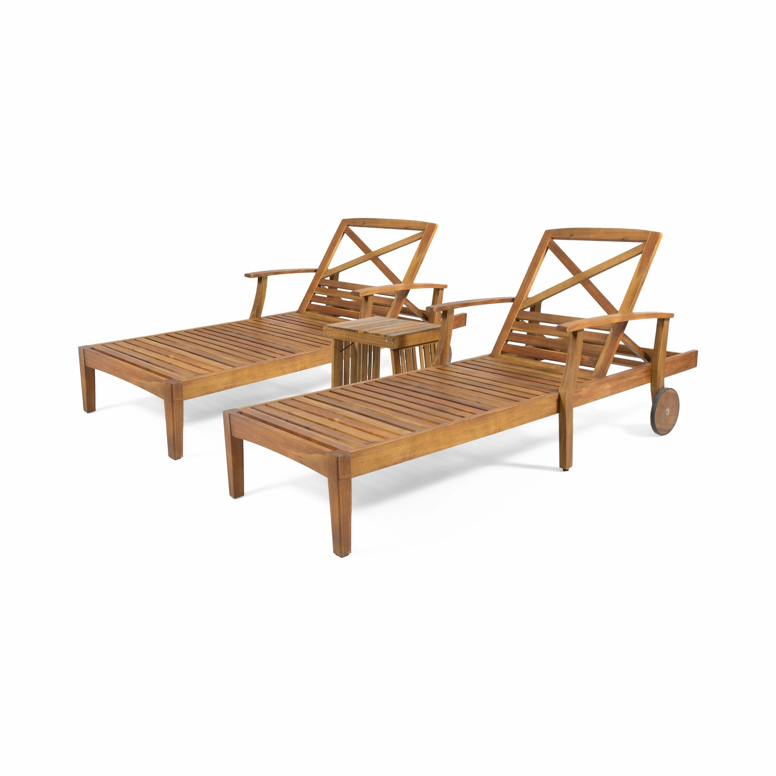 Outdoor Acacia Wood 3 Piece Chaise Lounge Set - NH747213 patio umbrella, gazebo