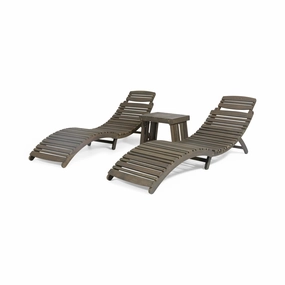 Outdoor Acacia Wood 3 Piece Chaise Lounge Set - NH847213 outdoor furniture, garden bench