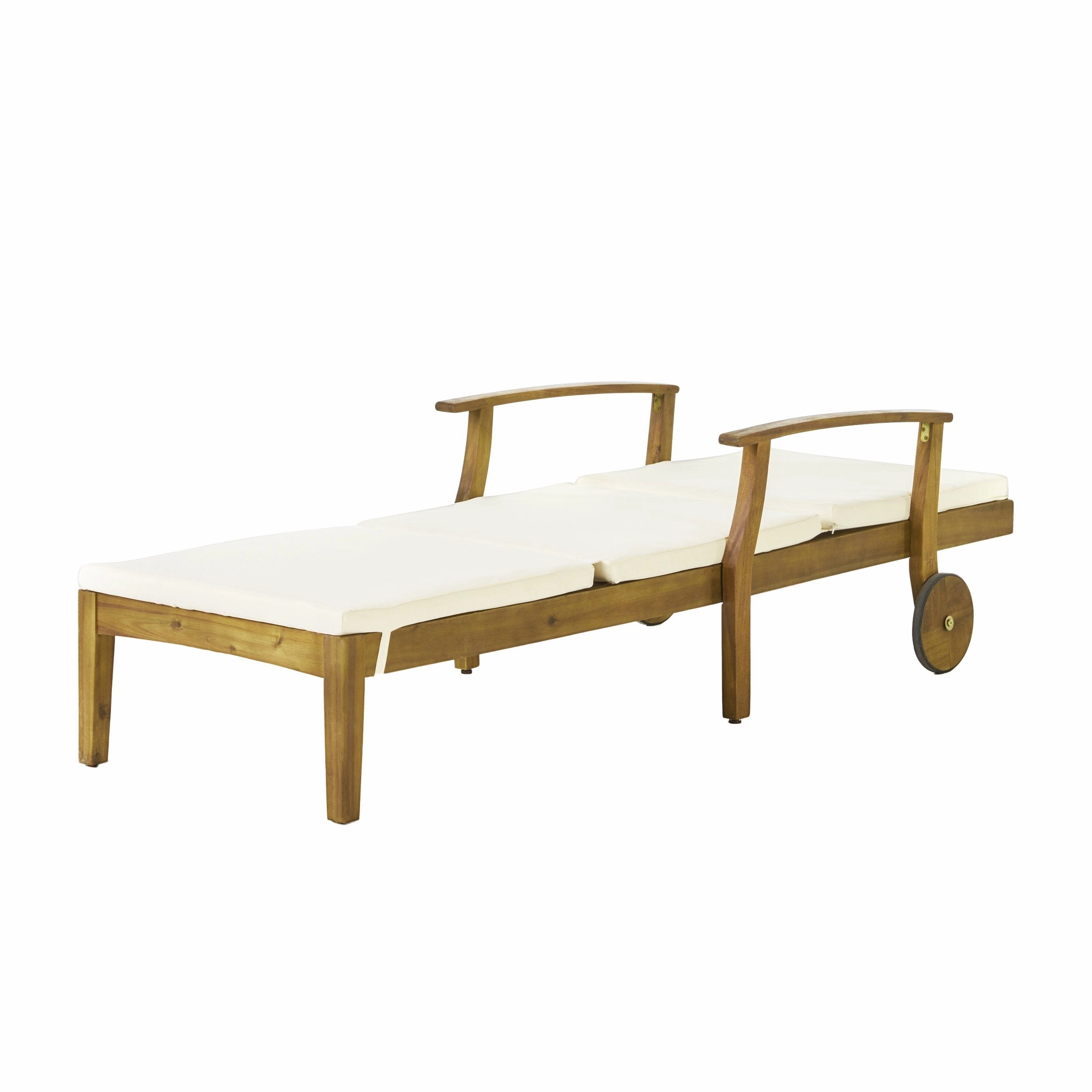 Outdoor Acacia Wood 3 Piece Chaise Lounge Set with Water-Resistant Cushions - NH947213
