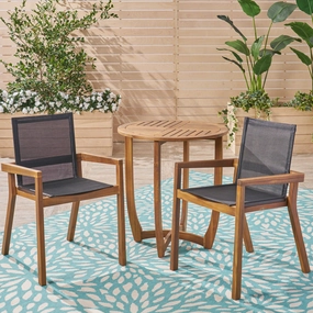 Outdoor Acacia Wood 3 Piece Dining Set with Mesh Seats - NH259603 outdoor lounge chair, patio sofa