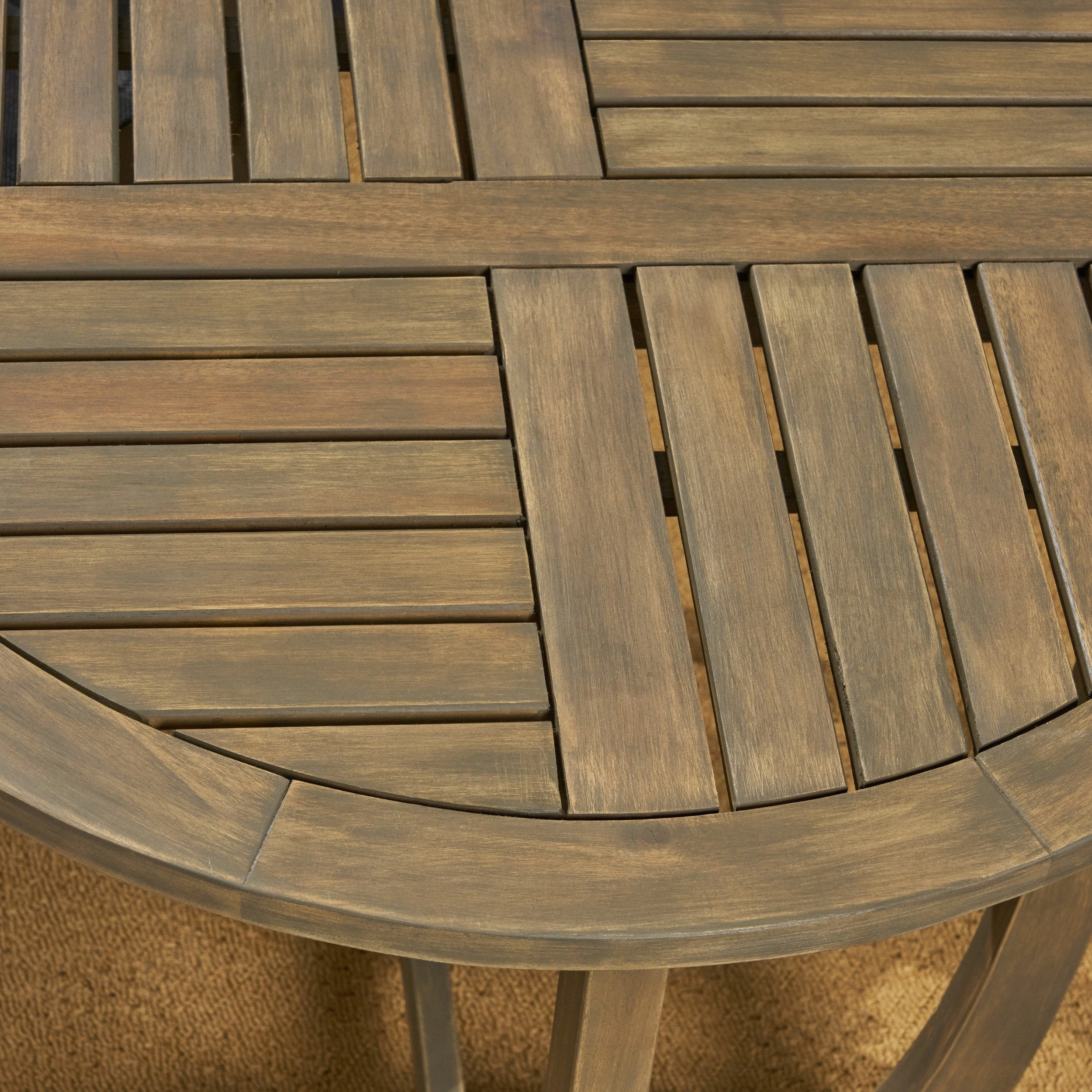 Outdoor Acacia Wood 3 Piece Dining Set with Mesh Seats - NH759603