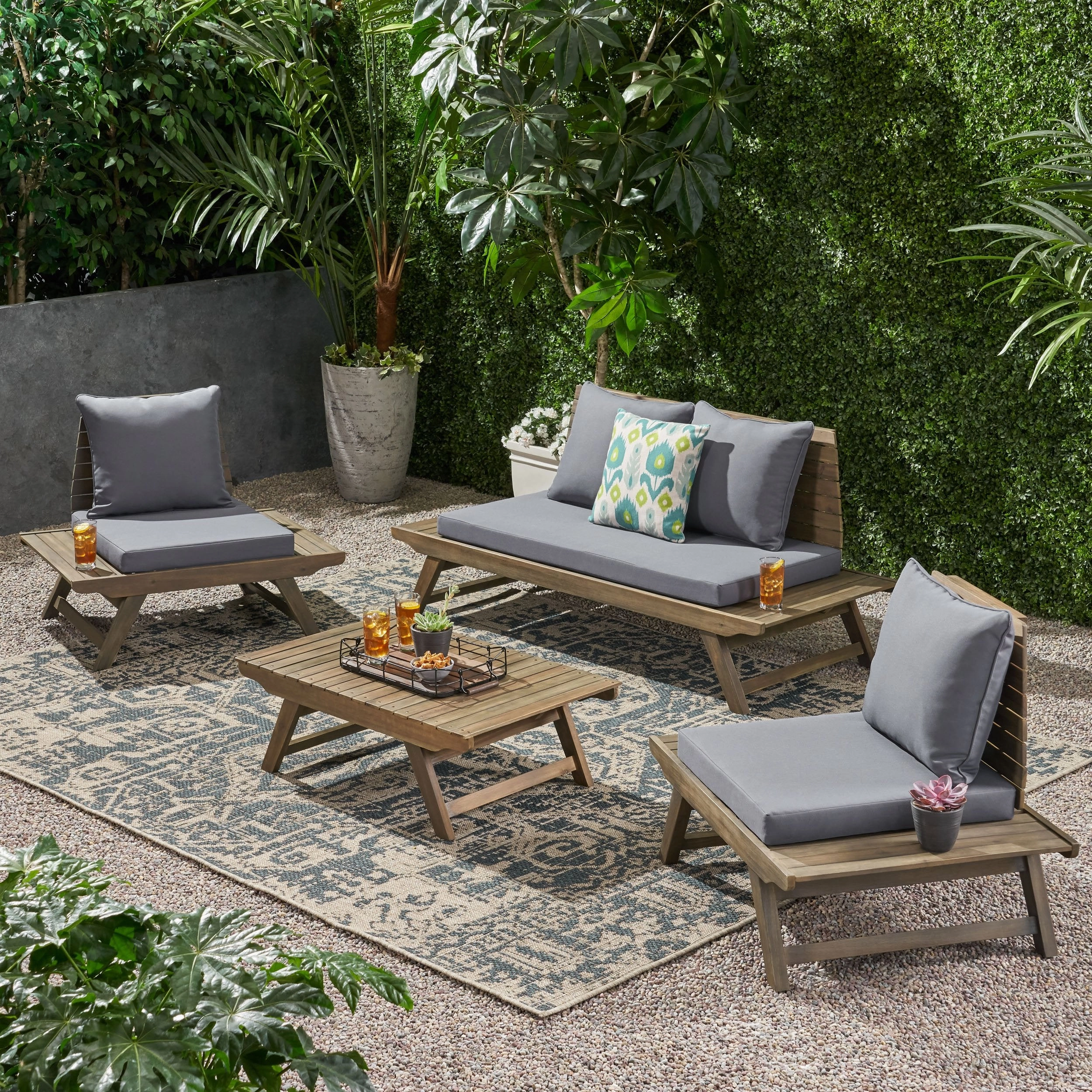 Outdoor Acacia Wood 4 Seater Chat Set - NH166903 outdoor furniture, garden bench