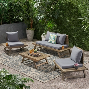 Outdoor Acacia Wood 4 Seater Chat Set - NH166903 outdoor furniture, garden bench