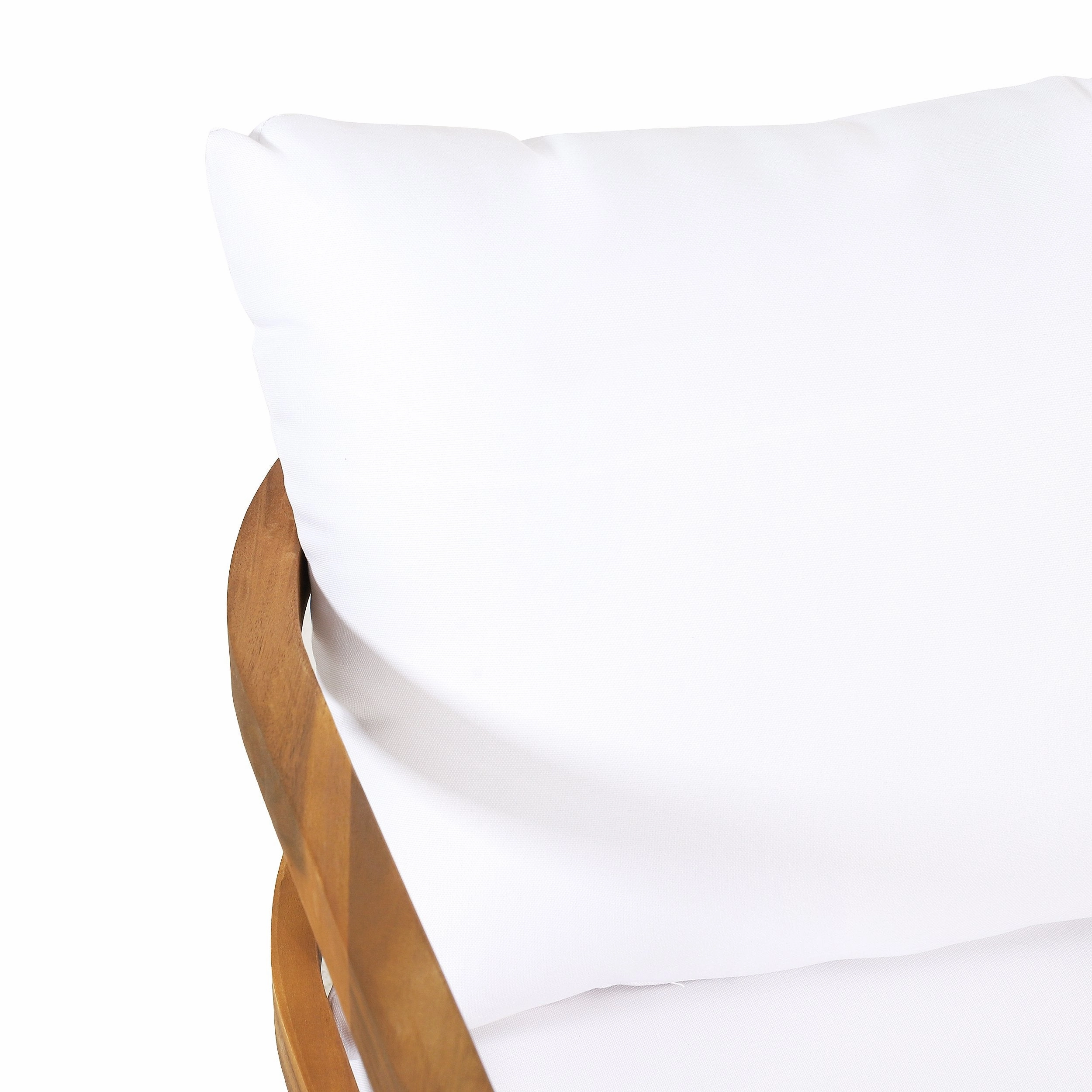 Outdoor Acacia Wood 4-Seater Chat Set with Cushion, Teak and White - NH056513