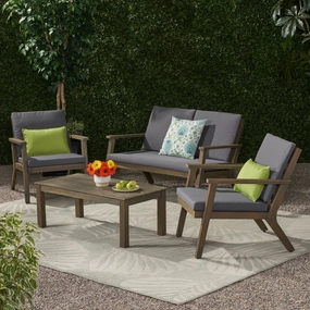 Outdoor Acacia Wood 4 Seater Chat Set with Cushions - NH051213 outdoor furniture, garden bench