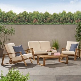 Outdoor Acacia Wood 4 Seater Chat Set with Cushions - NH684213 outdoor furniture, garden bench