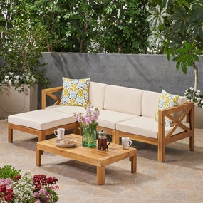 Outdoor Acacia Wood 5 Piece Sofa Set - NH062803 outdoor furniture, garden bench