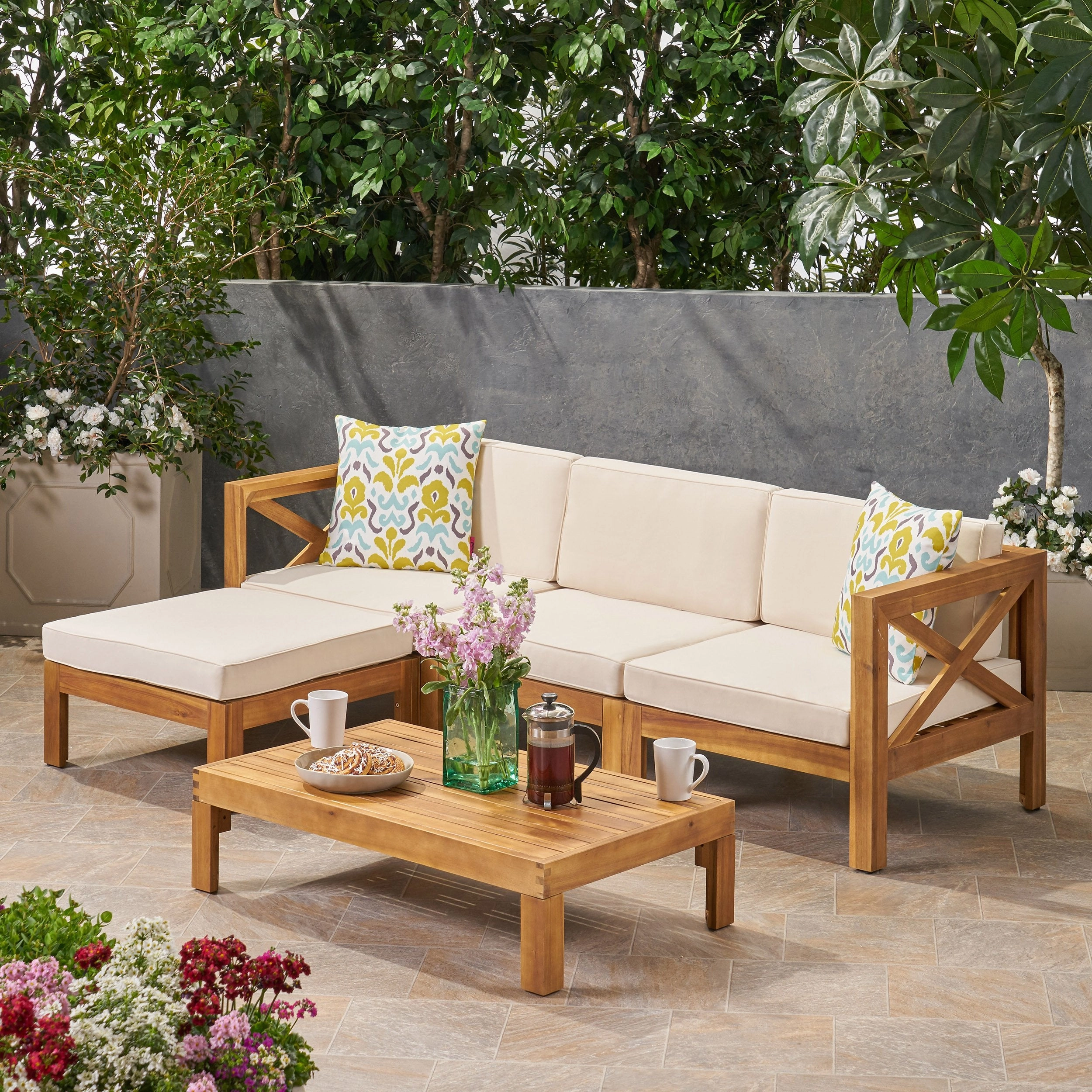 Outdoor Acacia Wood 5 Piece Sofa Set - NH062803 outdoor furniture, garden bench