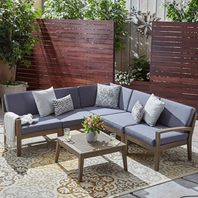Outdoor Acacia Wood 5 Seater Sectional Sofa Set with Coffee Table - NH245603 outdoor furniture, garden bench