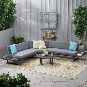 Outdoor Acacia Wood 5 Seater Sectional Sofa Set with Water-Resistant Cushions - NH661113 outdoor furniture, garden bench