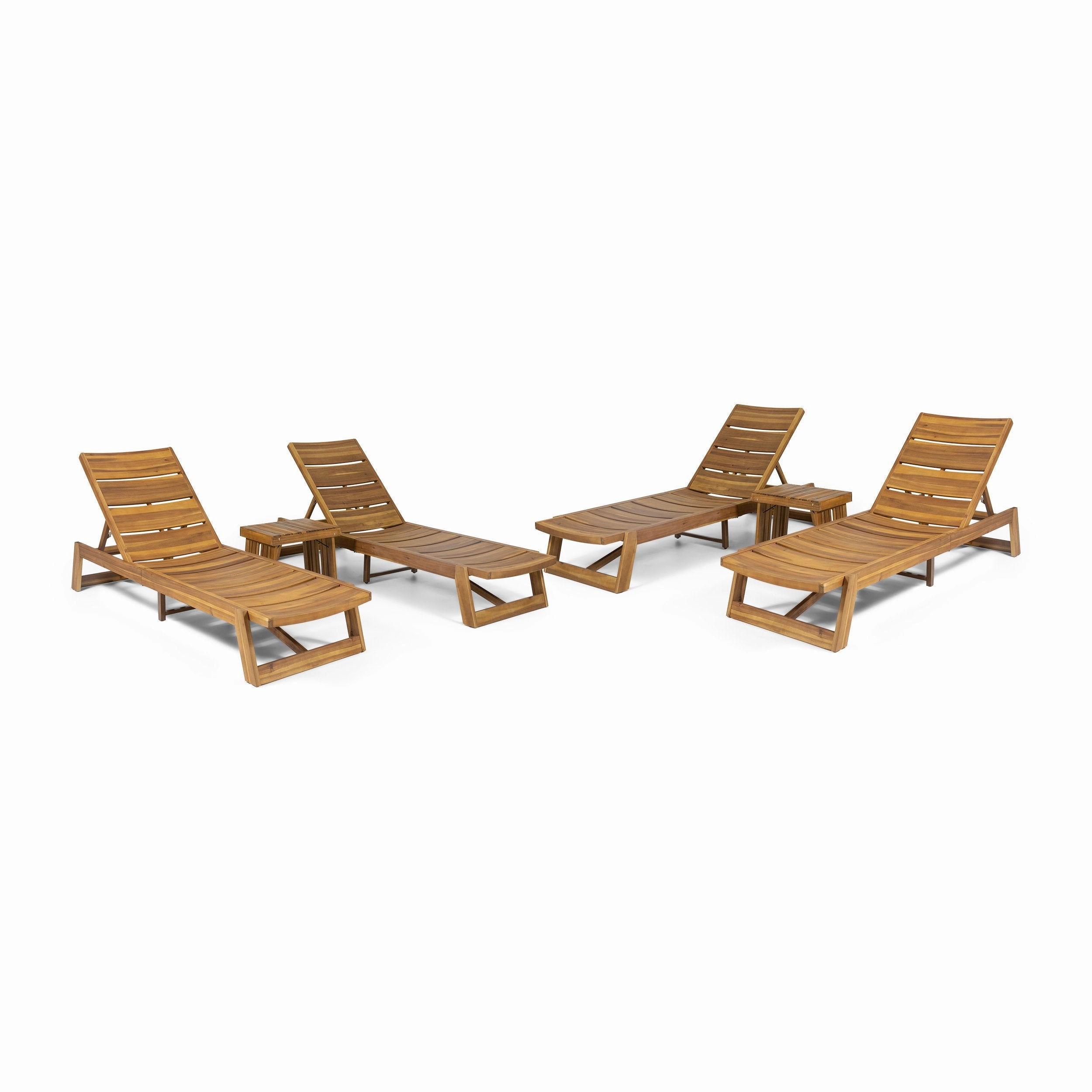 Outdoor Acacia Wood 6 Piece Chaise Lounge Set - NH137213 patio umbrella, gazebo