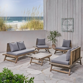 Outdoor Acacia Wood 6 Seater Chat Set - NH266903 outdoor furniture, garden bench