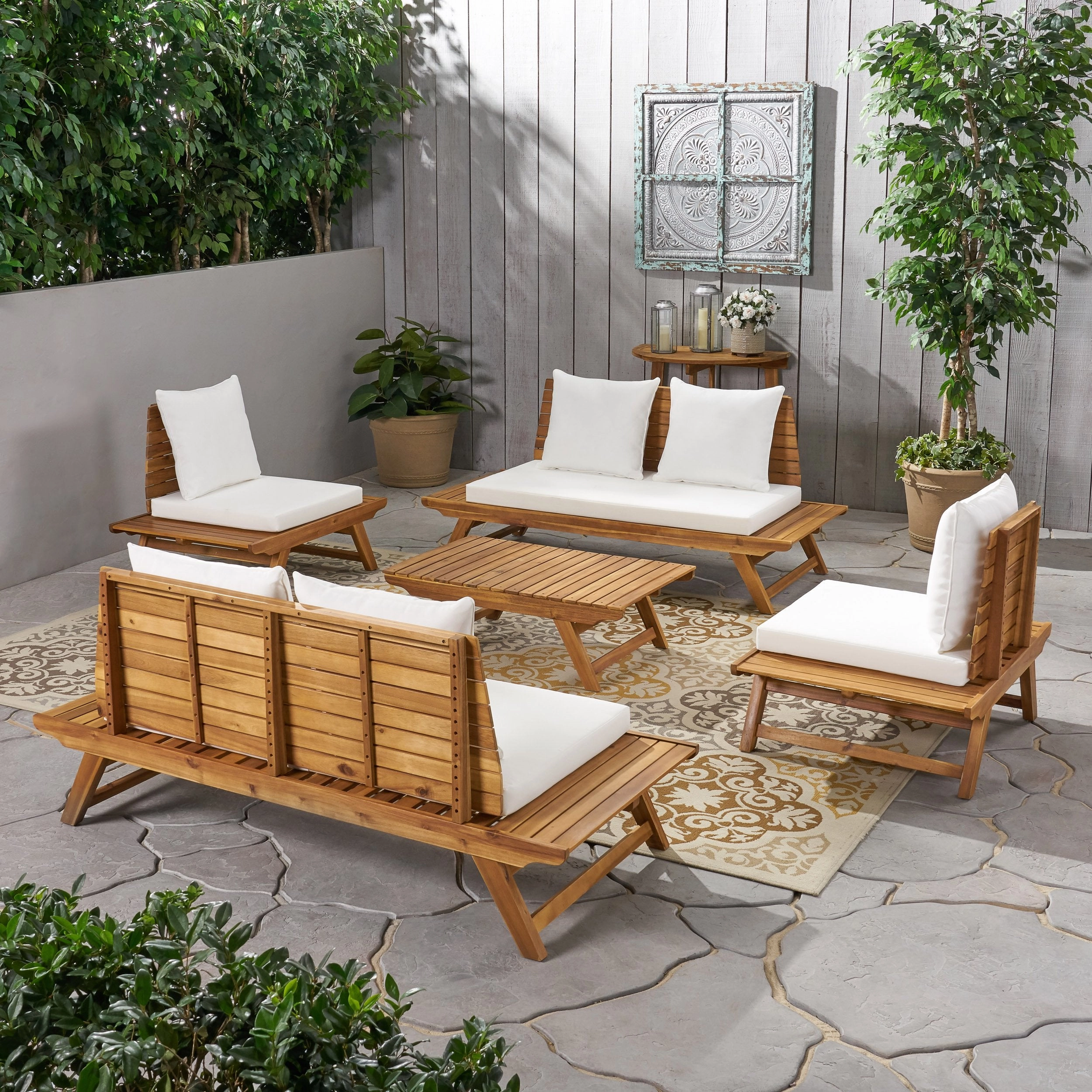 Outdoor Acacia Wood 6 Seater Chat Set - NH866903 outdoor furniture, garden bench
