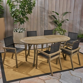Outdoor Acacia Wood 6 Seater Patio Dining Set with Mesh Seats - NH359603 outdoor lounge chair, patio sofa