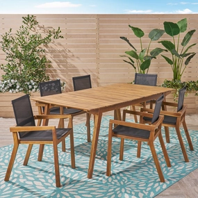 Outdoor Acacia Wood 7 Piece Dining Set with Mesh Seats - NH749603 outdoor lounge chair, patio sofa