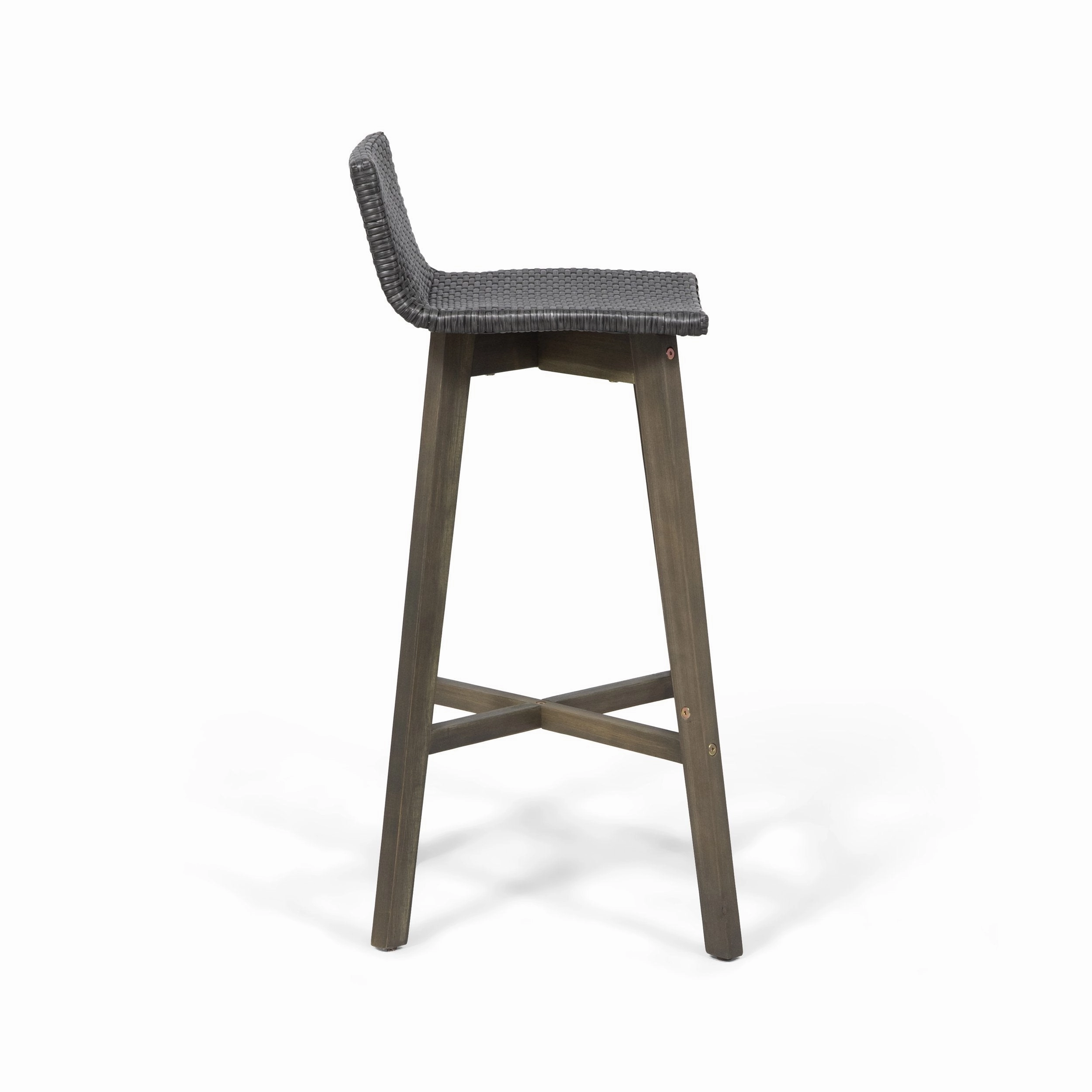 Outdoor Acacia Wood & Wicker Barstools (Set of 2) - NH910013