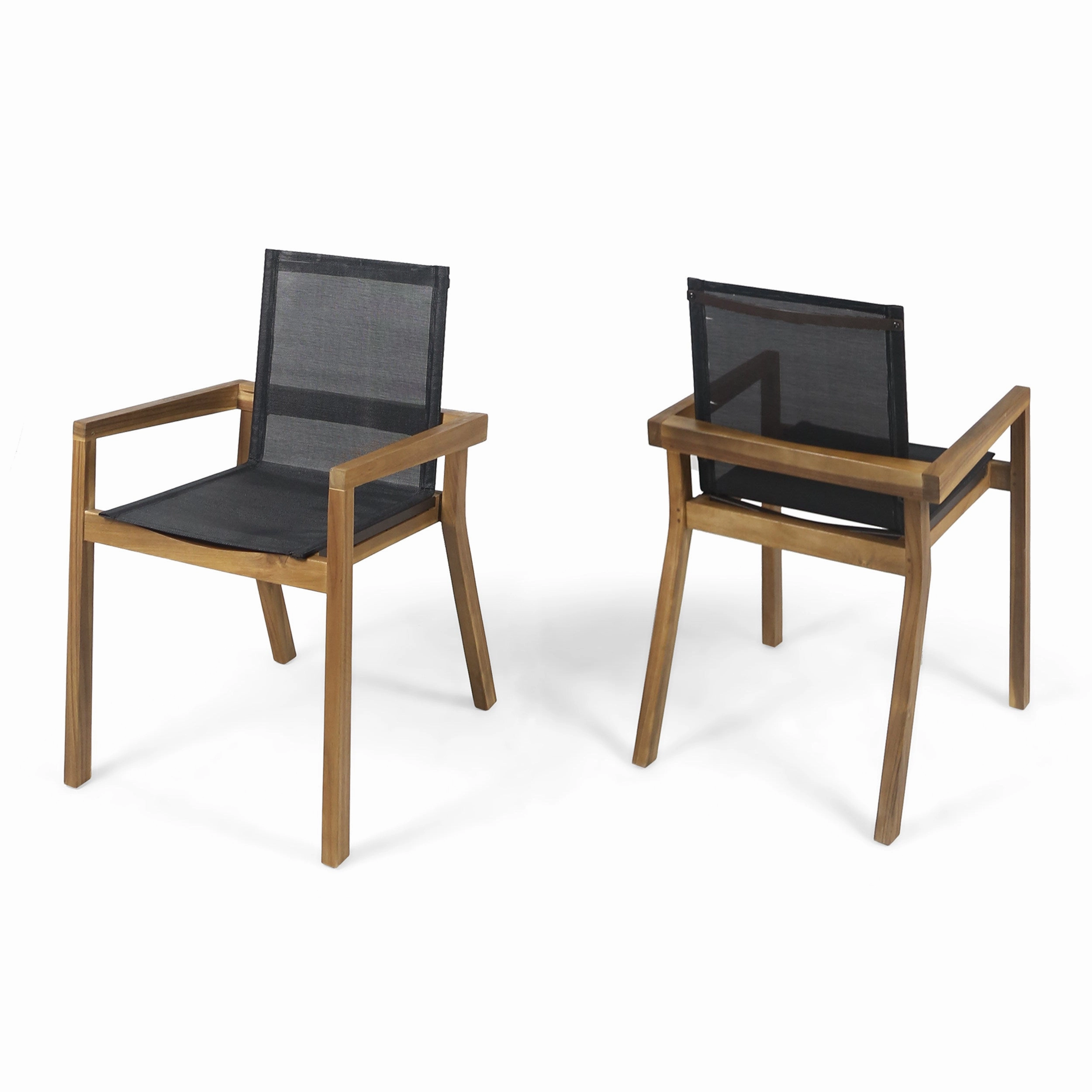 Outdoor Acacia Wood and Mesh Dining Chairs (Set of 2) - NH651503