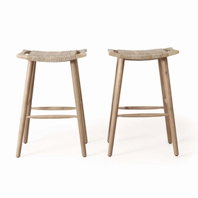 Outdoor Acacia Wood Barstool with Wicker, Set of 2 - NH000413 outdoor lounge chair, patio sofa